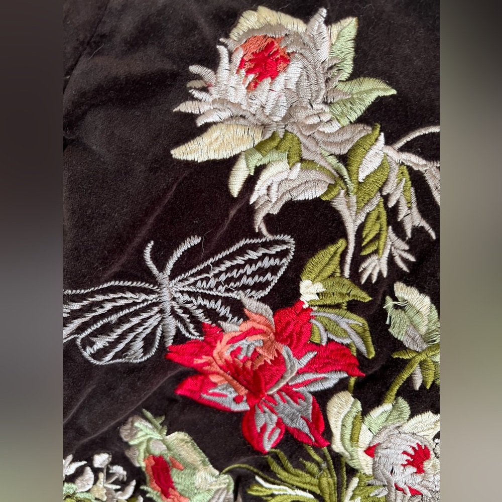 JOHNNY WAS velvet jacket blazer brown floral butterfly embroidered M medium - Picture 15 of 16